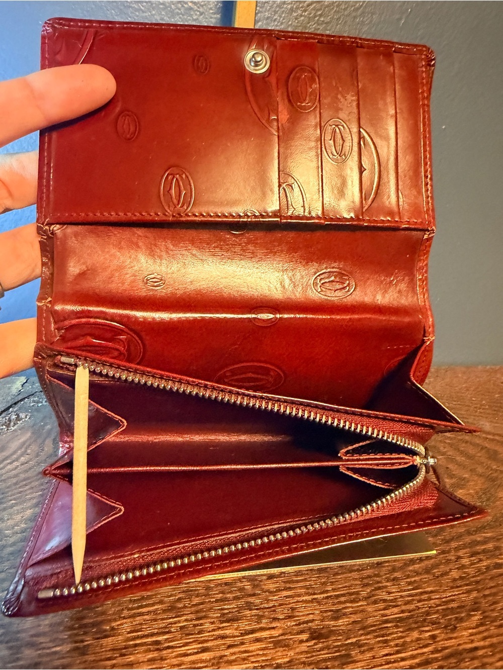 Cartier Vintage Red Embossed Leather Clutch Wallet - Picture 6 of 6